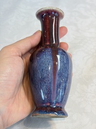 Three Chinese flamb&eacute;-glazed vases, 20th C.