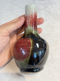 Three Chinese flamb&eacute;-glazed vases, 20th C.