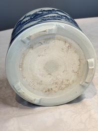 A Chinese blue and white 'Landscape' tripod censer, 20th C.