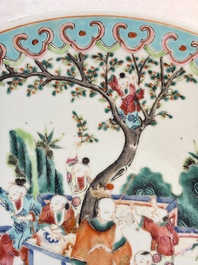 A large Chinese famille rose '100 boys' dish, 19th C.