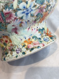 A fine Chinese famille rose 'Millefleurs' vase, Qianlong mark, Republic