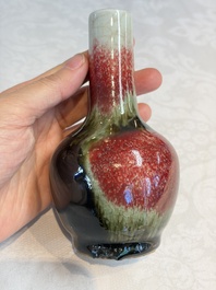 Three Chinese flamb&eacute;-glazed vases, 20th C.