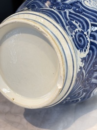 A Chinese blue and white 'Bats and Rocks among Cresting Waves' vase, Qianlong