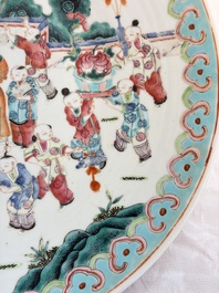A large Chinese famille rose '100 boys' dish, 19th C.