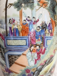 A fine Chinese famille rose vase with narrative design, Qianlong mark, Republic
