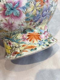 A fine Chinese famille rose 'Millefleurs' vase, Qianlong mark, Republic