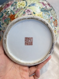 A fine Chinese famille rose 'Millefleurs' vase, Qianlong mark, Republic