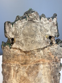 A large Chinese sancai-glazed Buddhist grotto with Guanyin and attendants, Ming