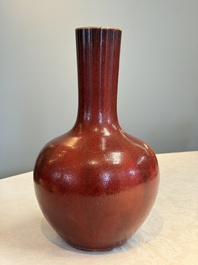 A Chinese flamb&eacute;-glazed bottle vase, 19th C.