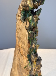 A large Chinese sancai-glazed Buddhist grotto with Guanyin and attendants, Ming