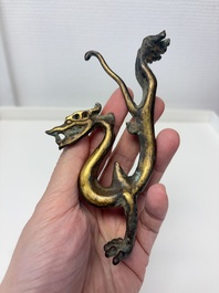 A rare Chinese gilt-bronze dragon, Tang