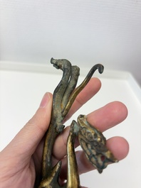 A rare Chinese gilt-bronze dragon, Tang