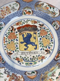 A large Chinese famille verte armorial 'Provinces' dish with the arms of Zutphen, Kangxi