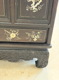 A fine Vietnamese mother-of-pearl-inlaid wooden cabinet, 19th C.