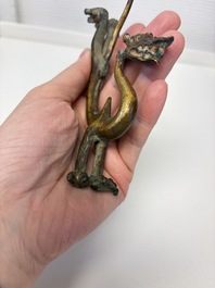 A rare Chinese gilt-bronze dragon, Tang
