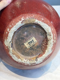 A Chinese flamb&eacute;-glazed bottle vase, 19th C.