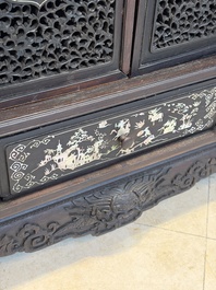A fine Vietnamese mother-of-pearl-inlaid wooden cabinet, 19th C.
