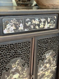 A fine Vietnamese mother-of-pearl-inlaid wooden cabinet, 19th C.