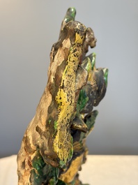 A large Chinese sancai-glazed Buddhist grotto with Guanyin and attendants, Ming