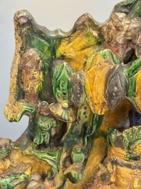 A large Chinese sancai-glazed Buddhist grotto with Guanyin and attendants, Ming