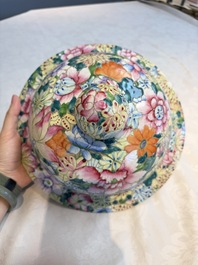 A large Chinese famille rose 'Millefleurs' baluster vase and cover, Yongzheng mark, Republic