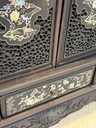 A fine Vietnamese mother-of-pearl-inlaid wooden cabinet, 19th C.