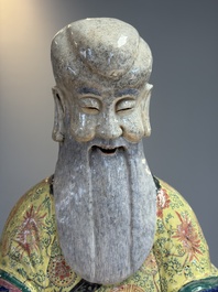 A large Chinese famille rose figure of Shoulao, 19th C.