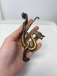 A rare Chinese gilt-bronze dragon, Tang