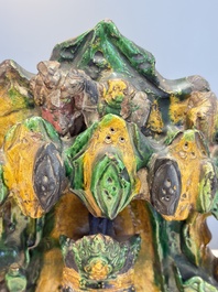 A large Chinese sancai-glazed Buddhist grotto with Guanyin and attendants, Ming