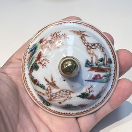 A Chinese famille rose 17-piece 'Deer and Scholars' tea service, Qianlong