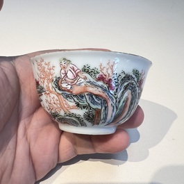 A Chinese famille rose 17-piece 'Deer and Scholars' tea service, Qianlong