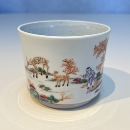 A Chinese famille rose 17-piece 'Deer and Scholars' tea service, Qianlong