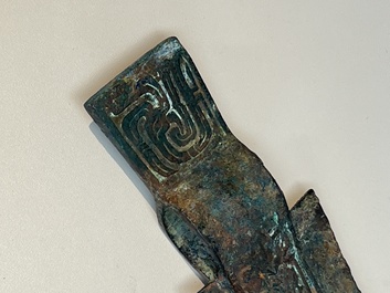 A Chinese archaic bronze dagger-axe, 'Ge 戈', Western Zhou