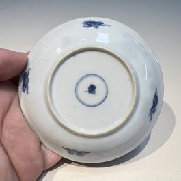10 Chinese blue and white cups and 16 saucers, Kangxi and later