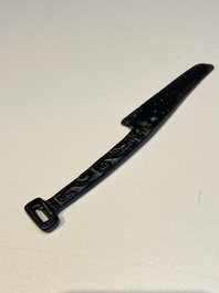A rare Chinese archaic bronze knife with 'Dragon' design, Western Zhou