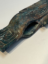 A Chinese archaic bronze dagger-axe, 'Ge 戈', Western Zhou