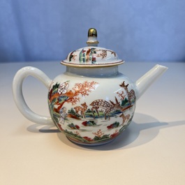 A Chinese famille rose 17-piece 'Deer and Scholars' tea service, Qianlong