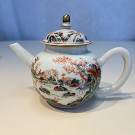 A Chinese famille rose 17-piece 'Deer and Scholars' tea service, Qianlong