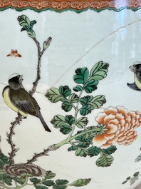A Chinese famille verte 'Birds among Flowering Branches' fish bowl or jardini&egrave;re, 19th C.