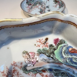 A Chinese famille rose 17-piece 'Deer and Scholars' tea service, Qianlong