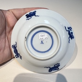 10 Chinese blue and white cups and 16 saucers, Kangxi and later