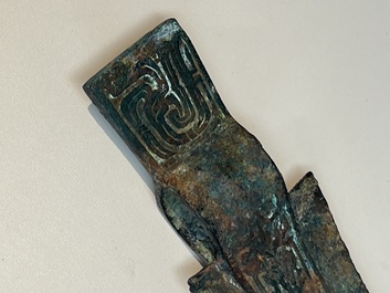 A Chinese archaic bronze dagger-axe, 'Ge 戈', Western Zhou