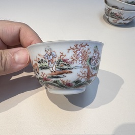 A Chinese famille rose 17-piece 'Deer and Scholars' tea service, Qianlong