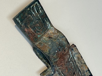 A Chinese archaic bronze dagger-axe, 'Ge 戈', Western Zhou