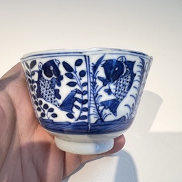10 Chinese blue and white cups and 16 saucers, Kangxi and later