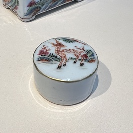 A Chinese famille rose 17-piece 'Deer and Scholars' tea service, Qianlong