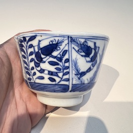10 Chinese blue and white cups and 16 saucers, Kangxi and later
