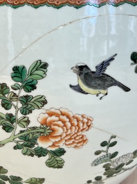 A Chinese famille verte 'Birds among Flowering Branches' fish bowl or jardini&egrave;re, 19th C.