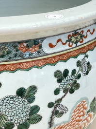 A Chinese famille verte 'Birds among Flowering Branches' fish bowl or jardini&egrave;re, 19th C.