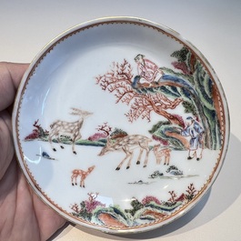 A Chinese famille rose 17-piece 'Deer and Scholars' tea service, Qianlong